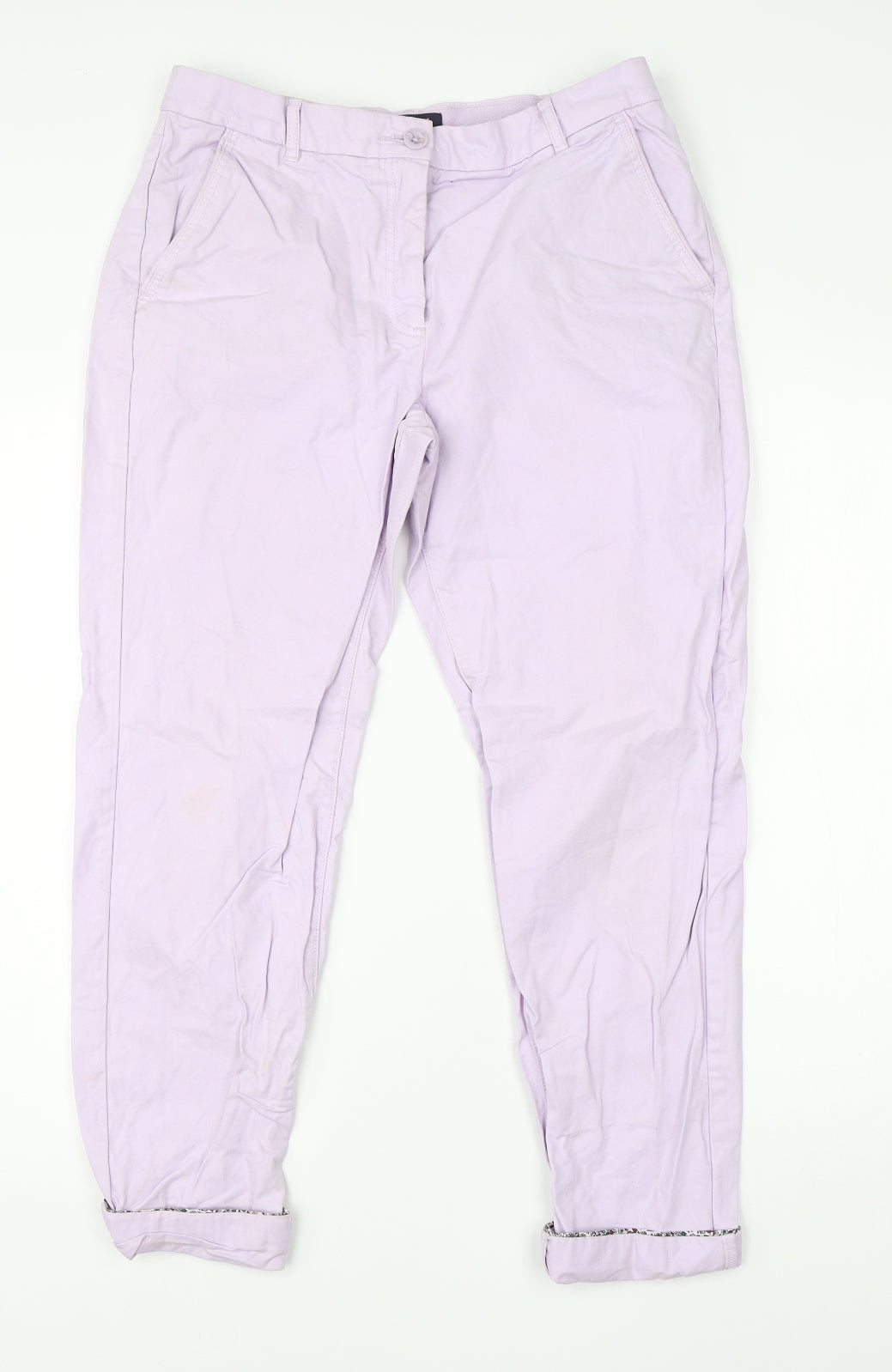 M&S Womens Purple  Cotton Cargo Trousers Size 12 L25 in Regular