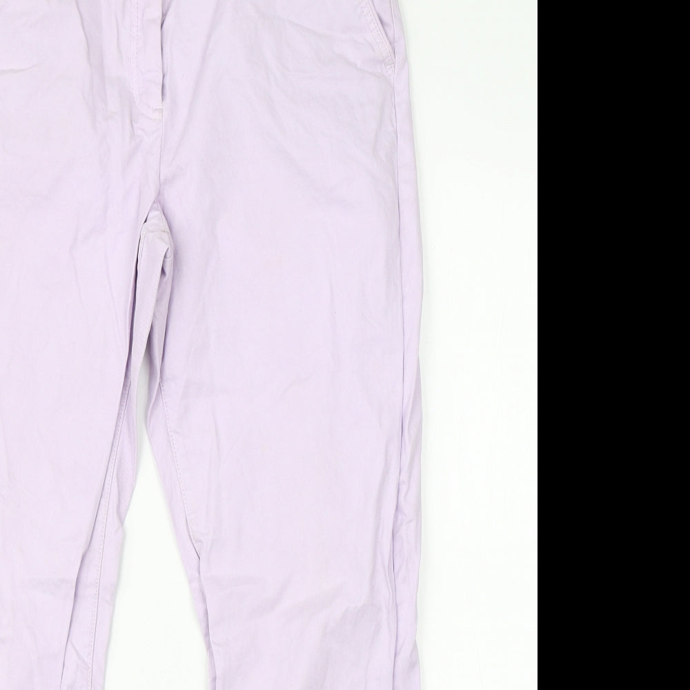 M&S Womens Purple  Cotton Cargo Trousers Size 12 L25 in Regular