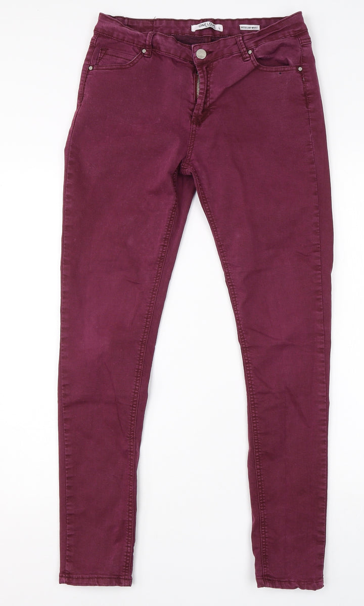 One Love Womens Purple Cotton Skinny Jeans Size L L28 in Regular
