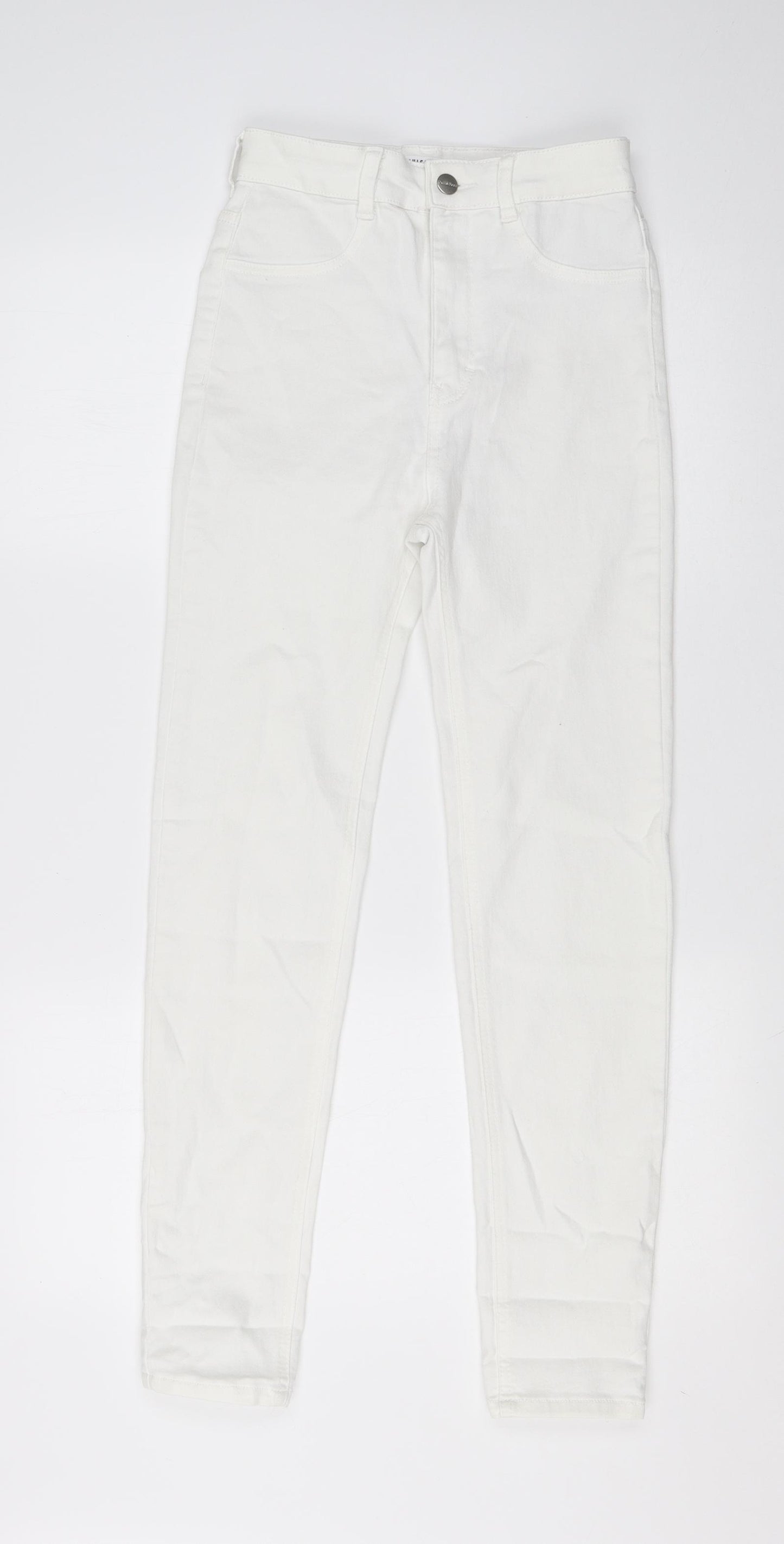 Pull & Bear Womens White  Cotton Skinny Jeans Size 10 L26 in Regular