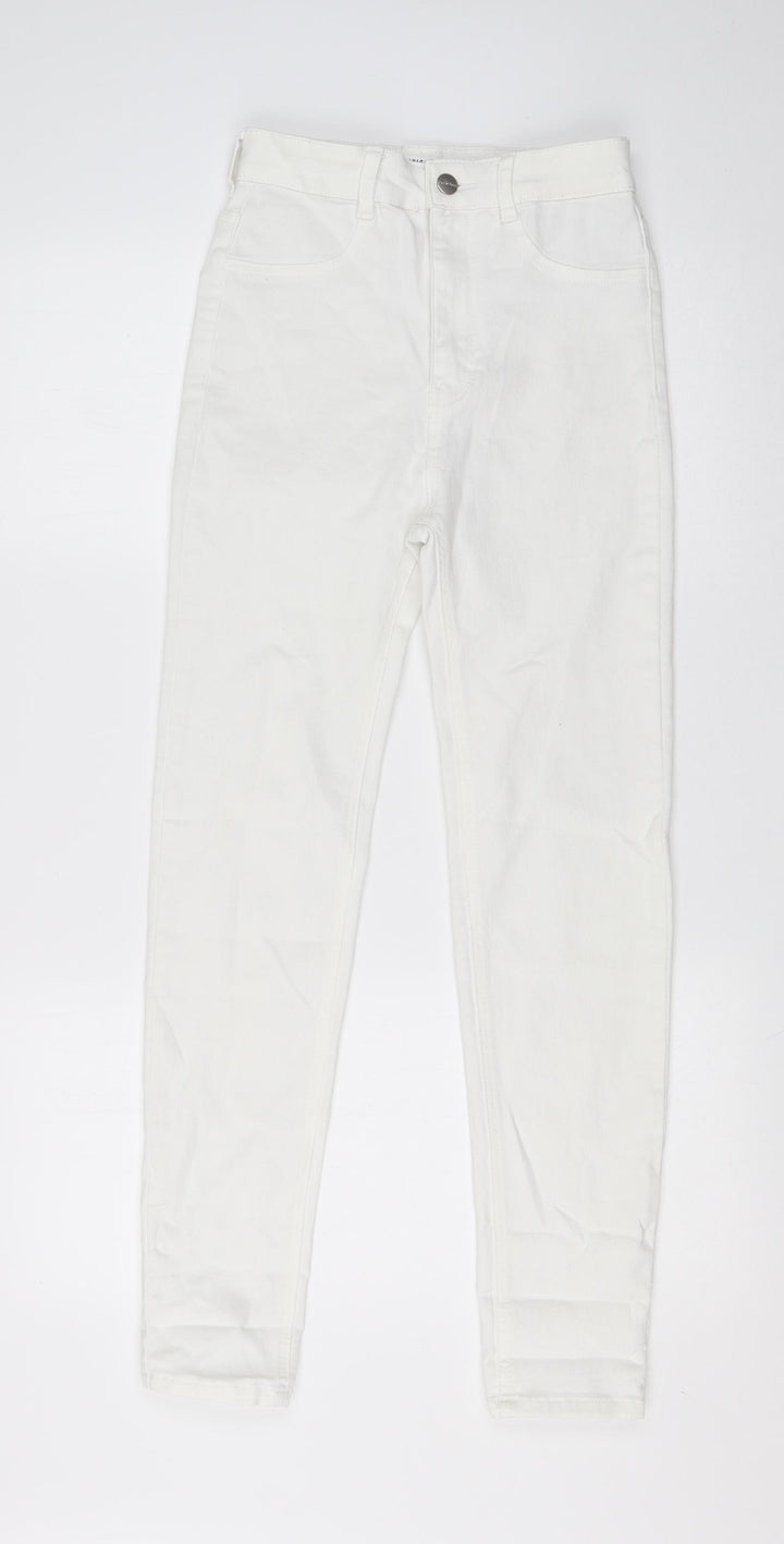 Pull & Bear Womens White  Cotton Skinny Jeans Size 10 L26 in Regular