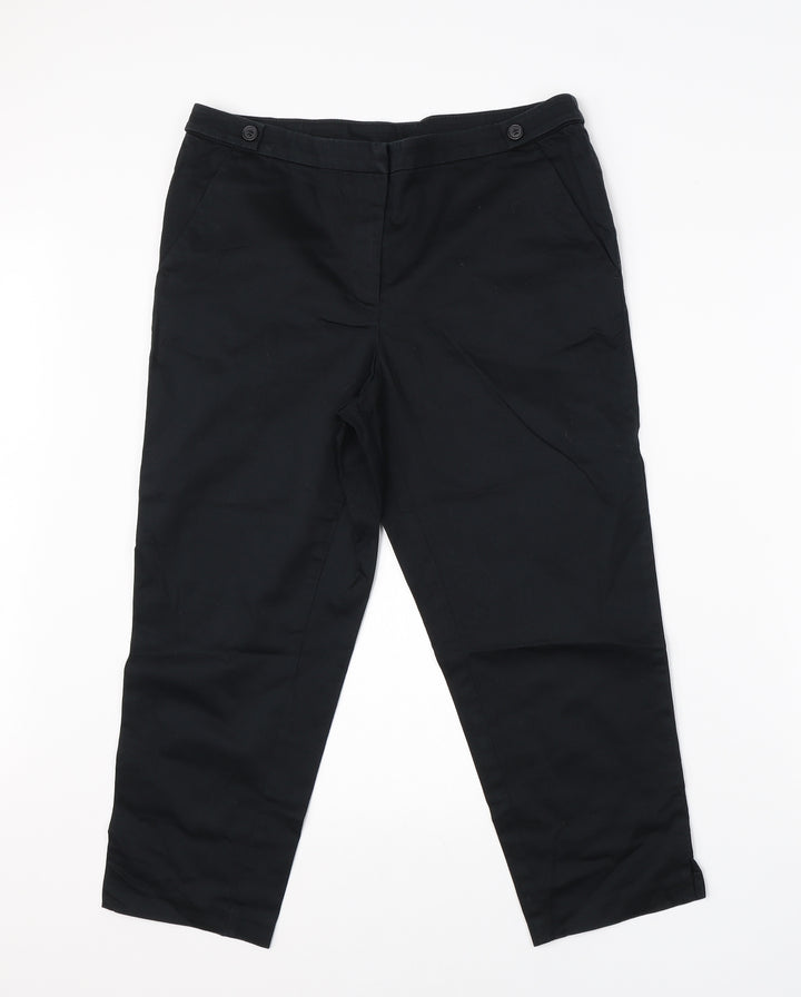 TU Womens Black  Cotton Dress Pants Trousers Size 12 L22 in Regular