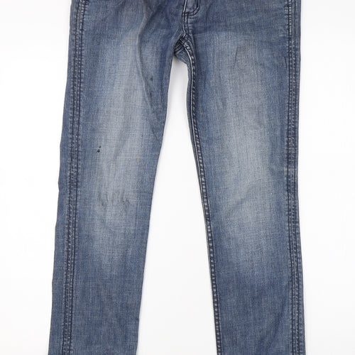 Preworn Womens Blue  Cotton Straight Jeans Size 38 in L26 in Regular