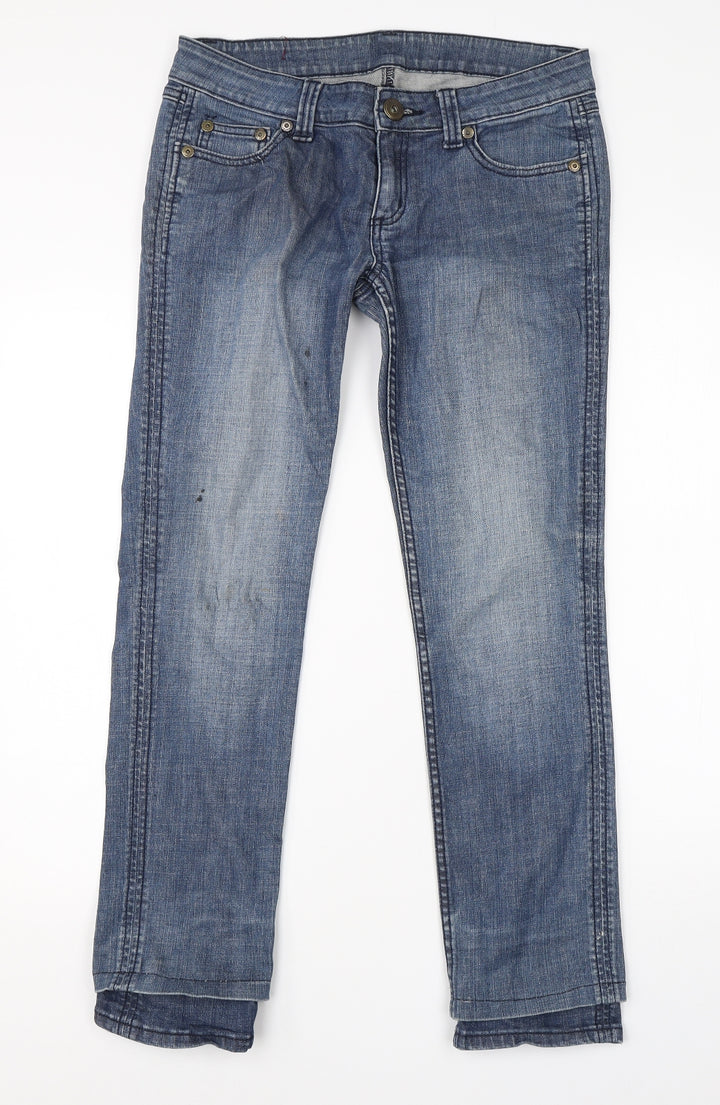 Preworn Womens Blue Cotton Straight Jeans Size 38 in L26 in Regular