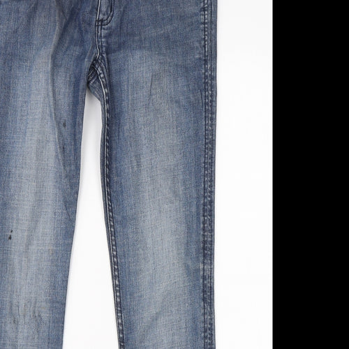 Preworn Womens Blue  Cotton Straight Jeans Size 38 in L26 in Regular