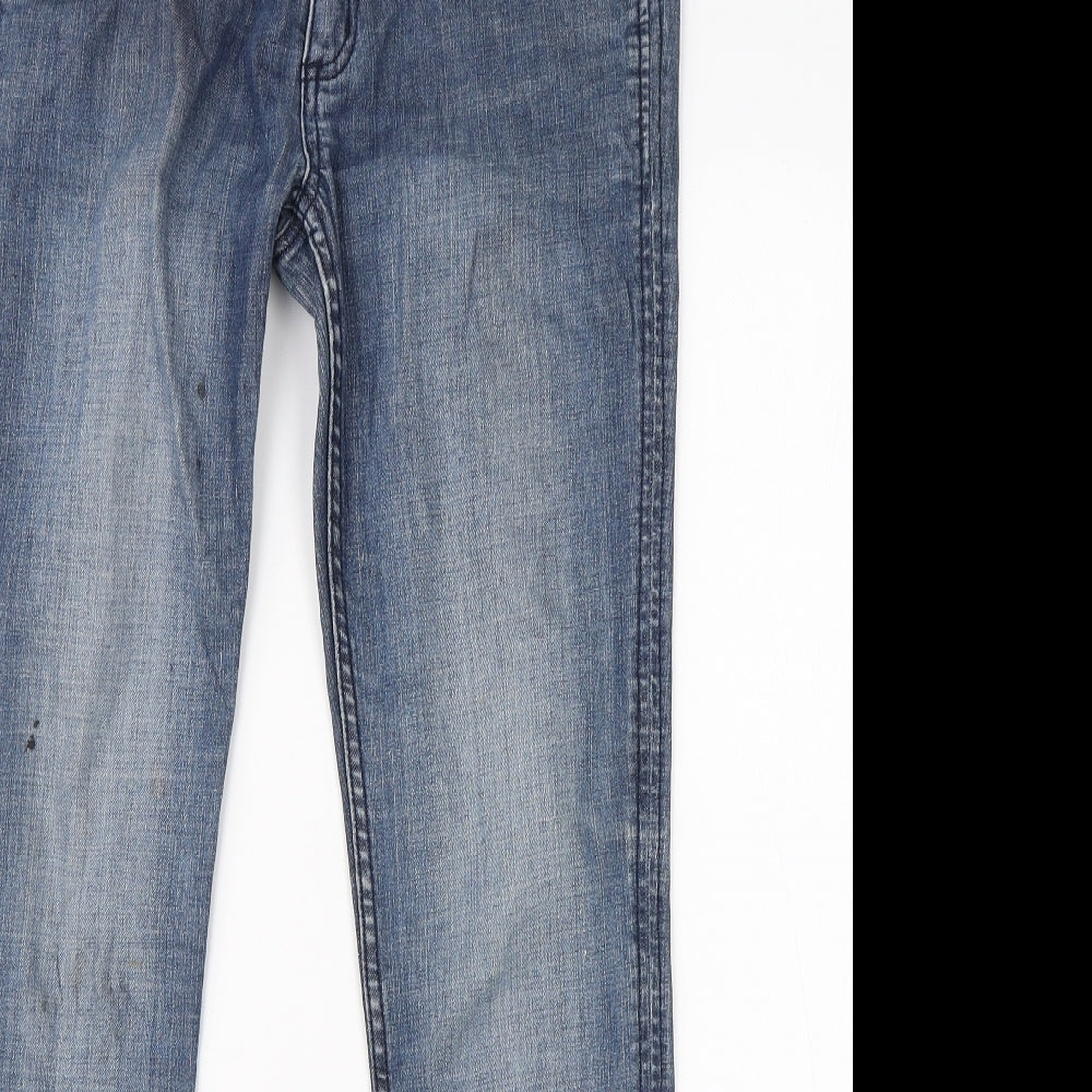 Preworn Womens Blue  Cotton Straight Jeans Size 38 in L26 in Regular