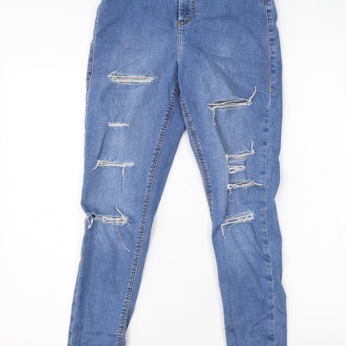 Topshop Womens Blue  Cotton Skinny Jeans Size 28 in L26 in Regular