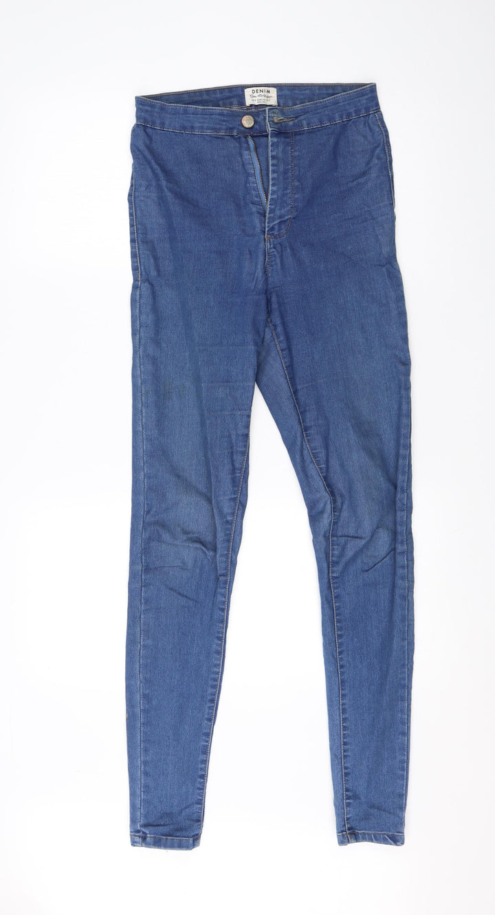 Miss Selfridge Womens Blue Cotton Skinny Jeans Size 8 L28 in Regular