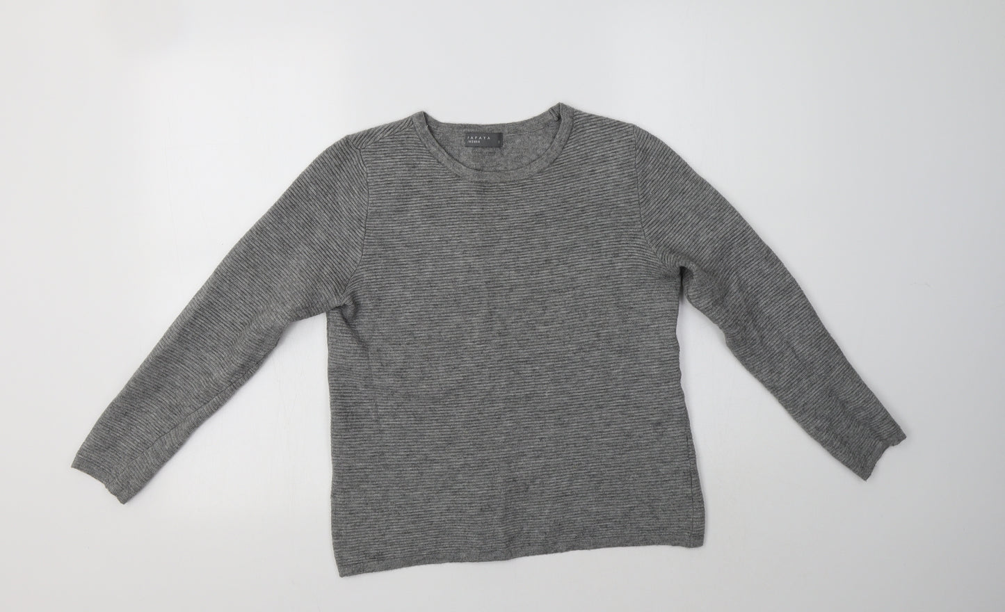 Papaya Womens Grey Crew Neck  Viscose Pullover Jumper Size 12