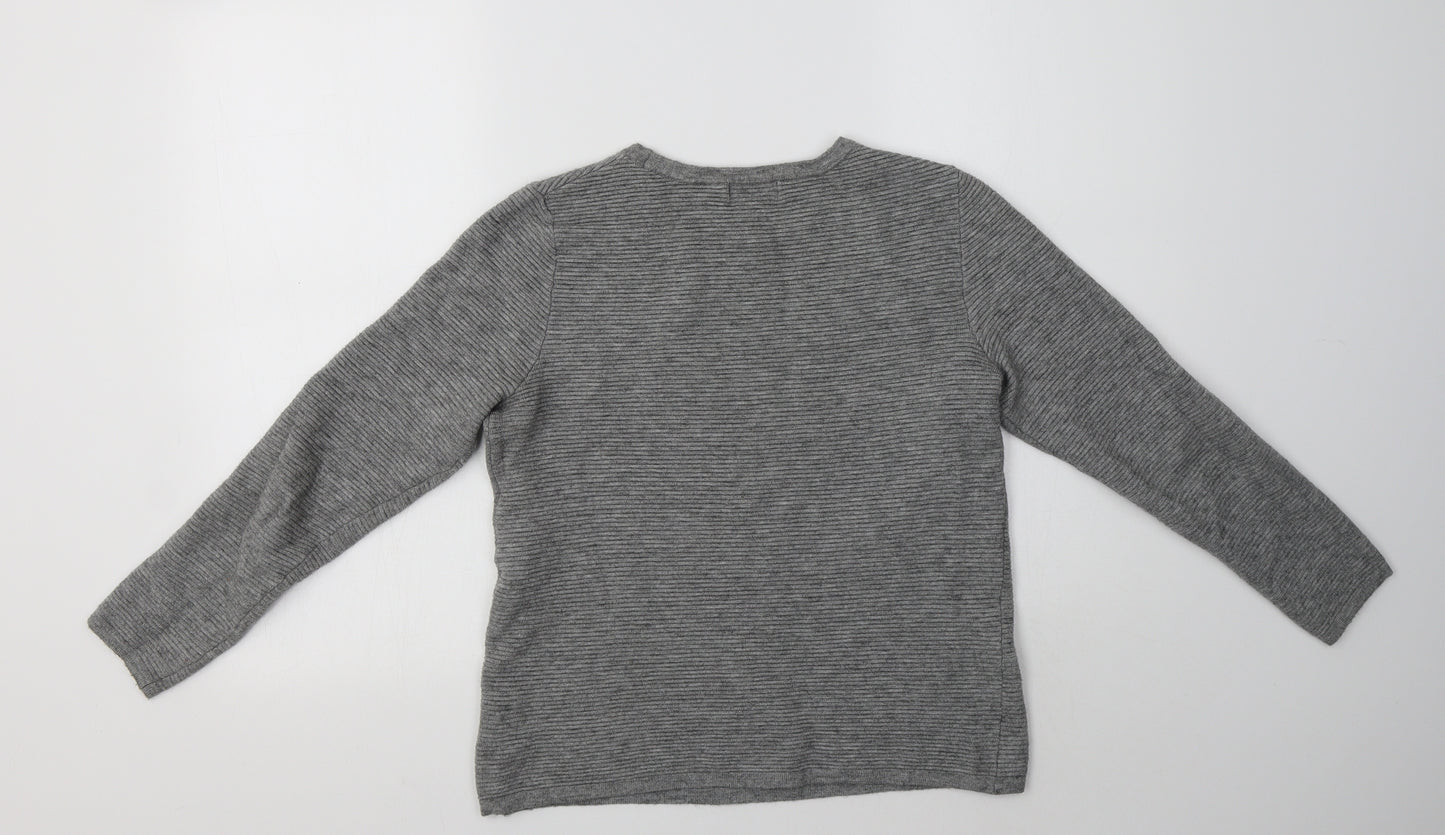 Papaya Womens Grey Crew Neck  Viscose Pullover Jumper Size 12