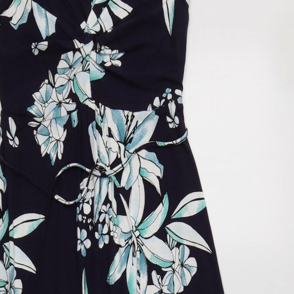 Papaya Womens Blue Floral Viscose Maxi  Size 8  V-Neck