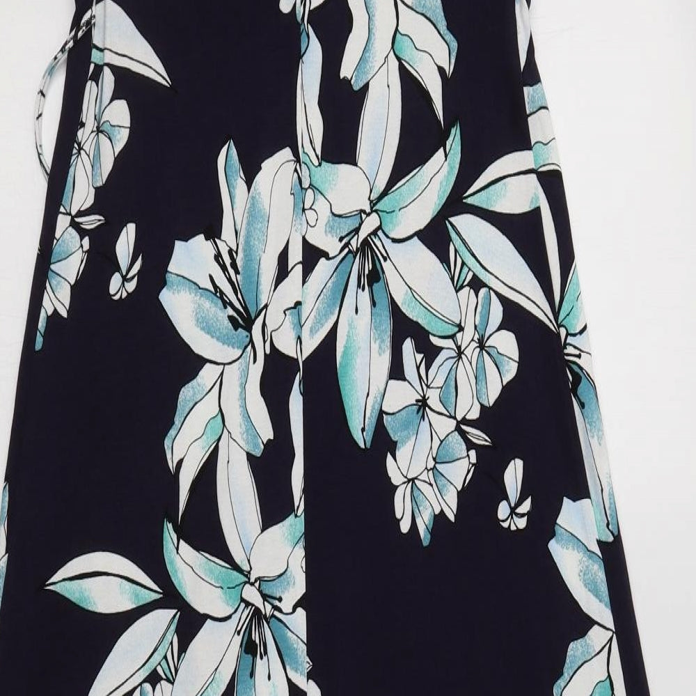 Papaya Womens Blue Floral Viscose Maxi  Size 8  V-Neck