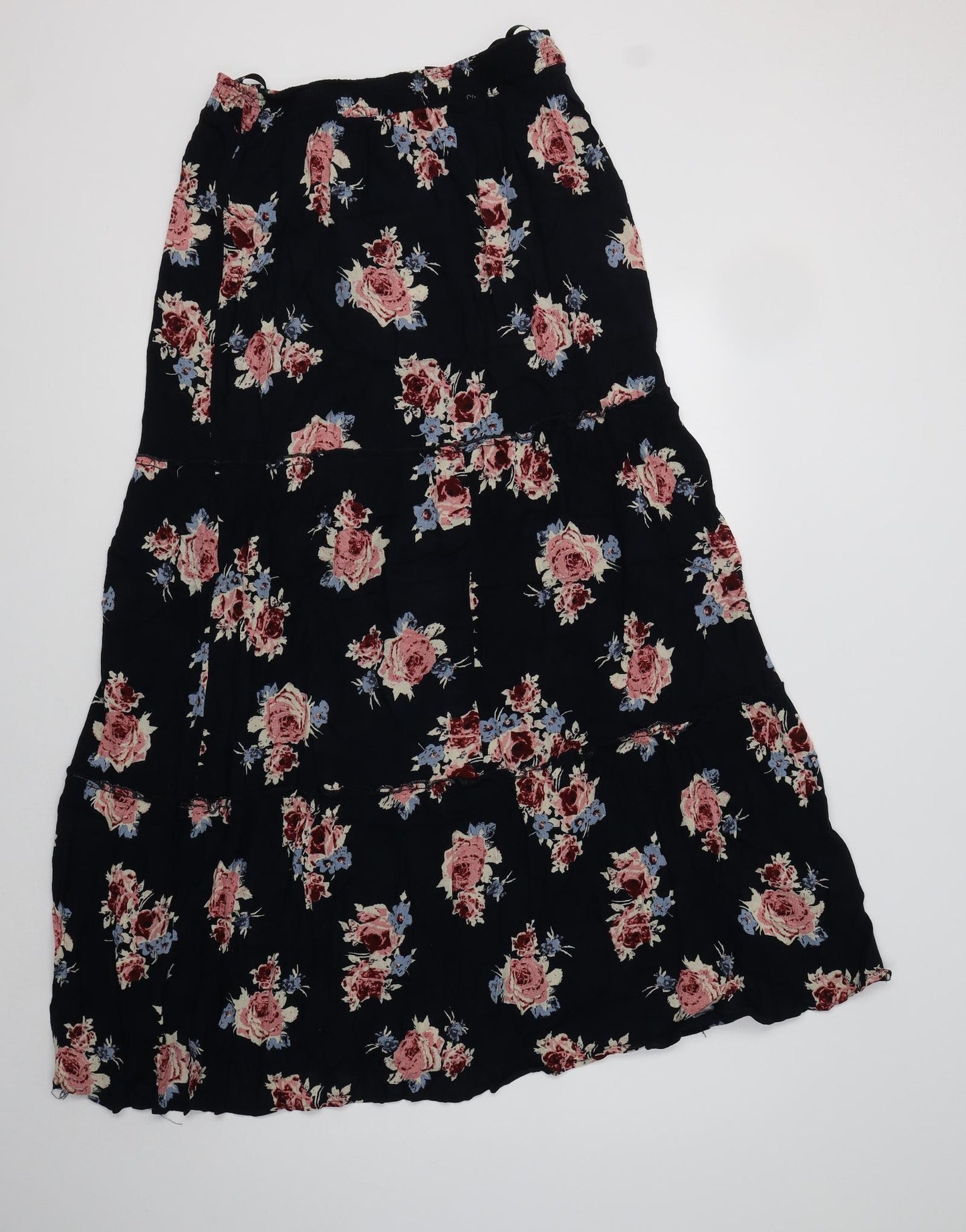 Primark Womens Blue Floral Polyester Maxi Skirt Size 12    - Tiered