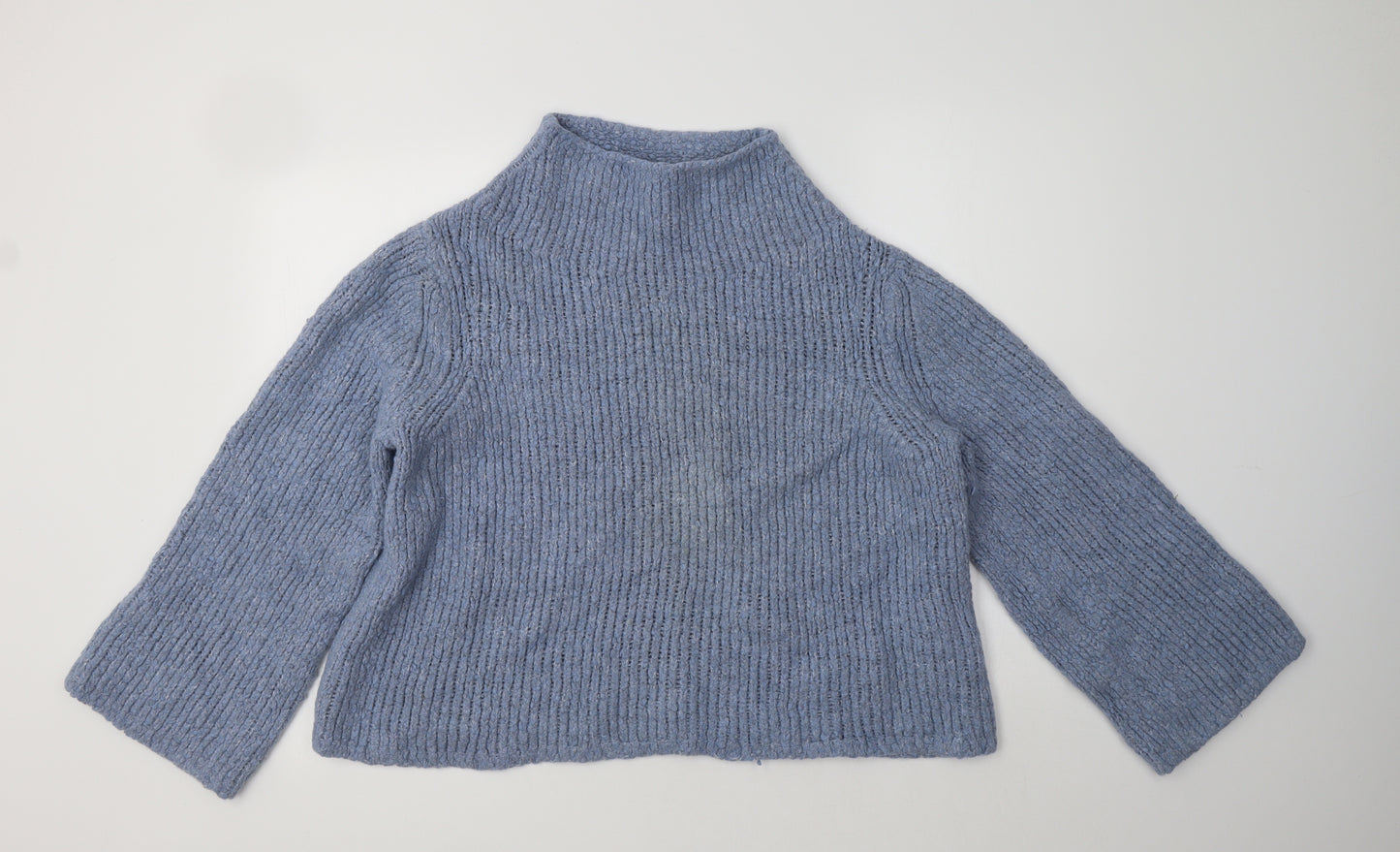 Arket Womens Blue Mock Neck  Wool Pullover Jumper Size L