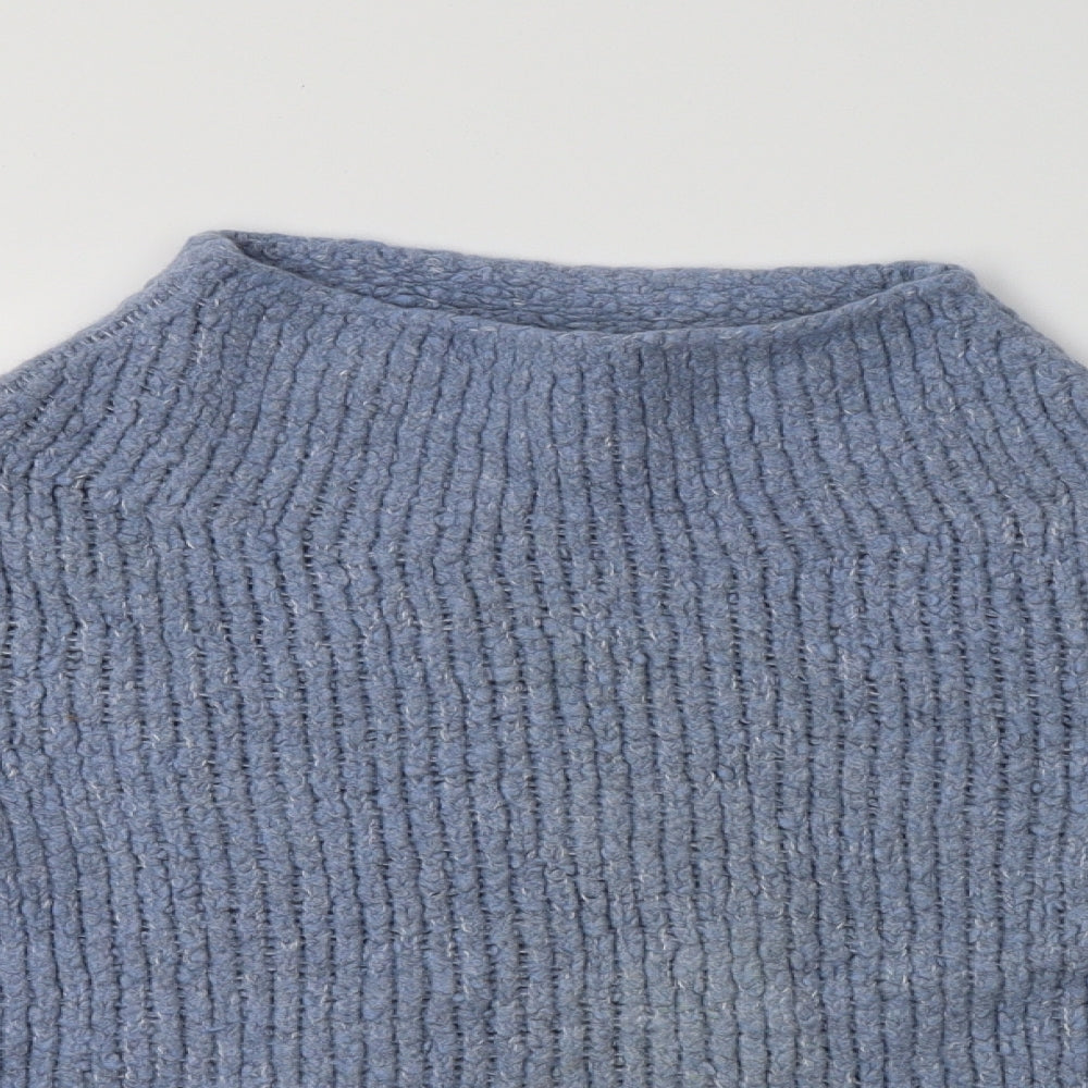 Arket Womens Blue Mock Neck  Wool Pullover Jumper Size L