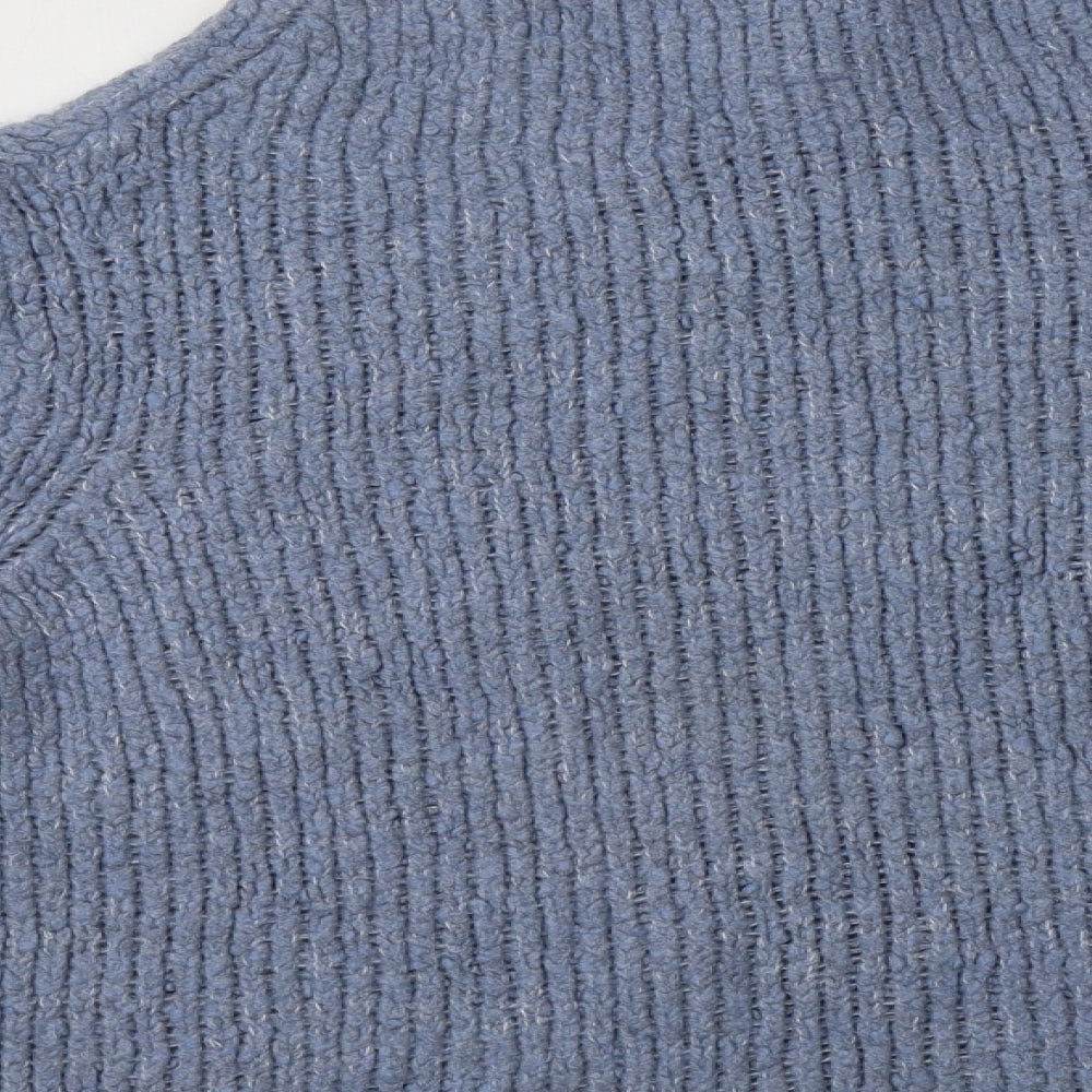 Arket Womens Blue Mock Neck  Wool Pullover Jumper Size L
