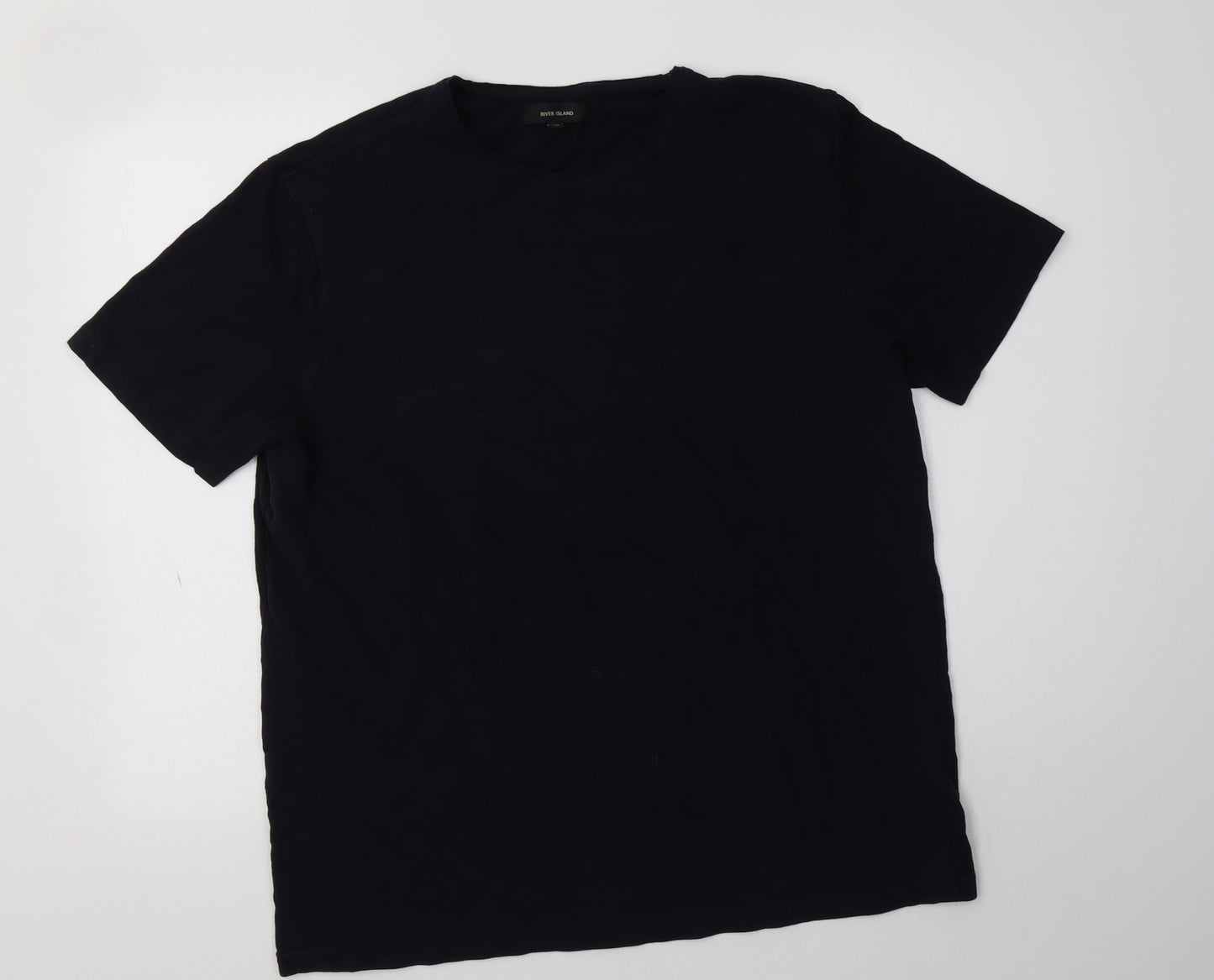 River Island Mens Blue  Cotton  T-Shirt Size XL Crew Neck