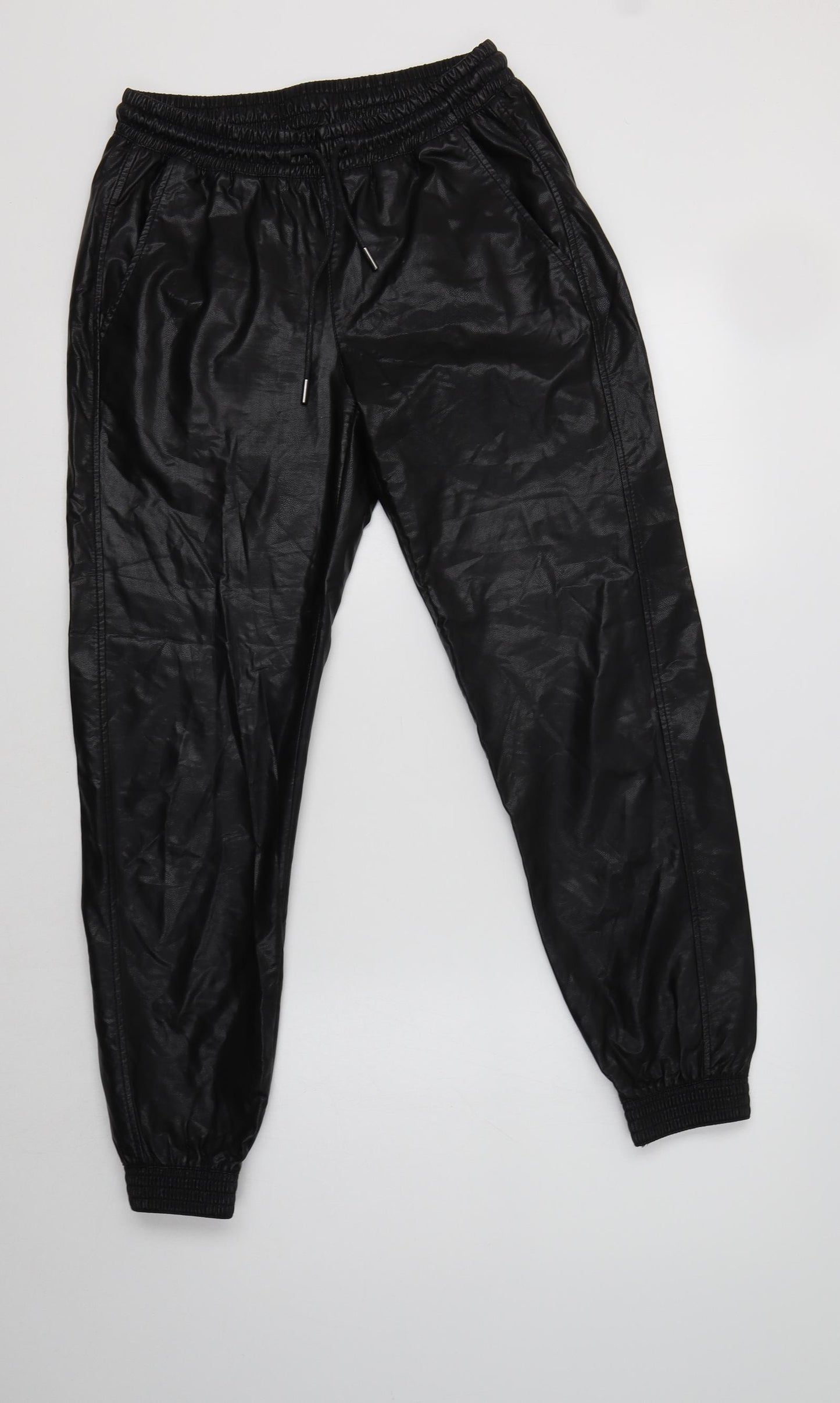 Zara Womens Black  Polyurethane Trousers  Size XS L28 in Regular
