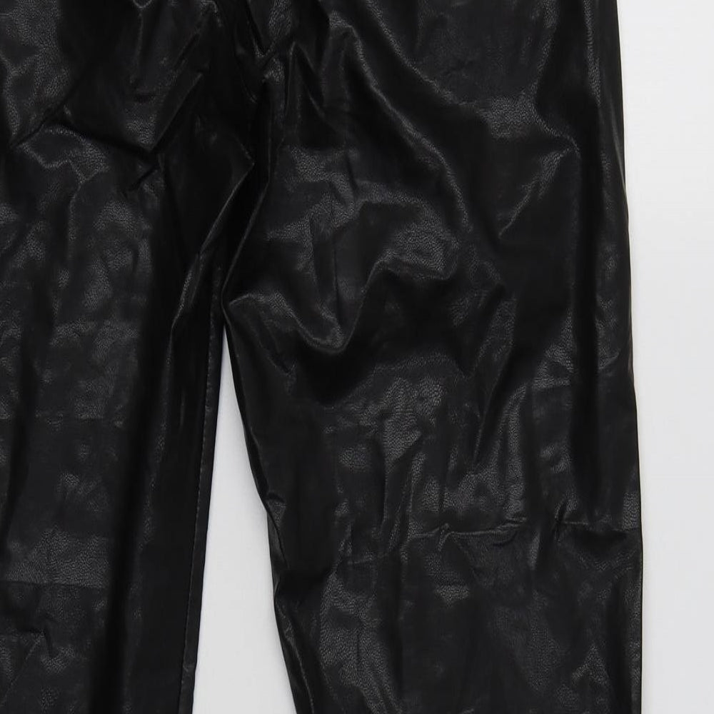 Zara Womens Black  Polyurethane Trousers  Size XS L28 in Regular