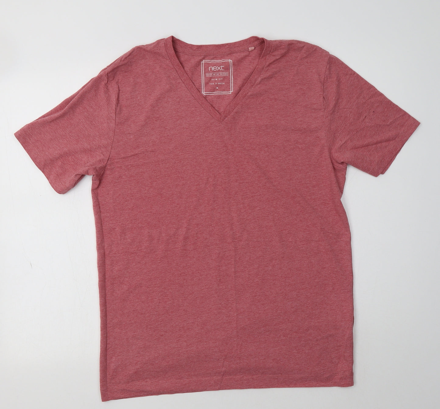 NEXT Mens Pink  Cotton  T-Shirt Size M V-Neck