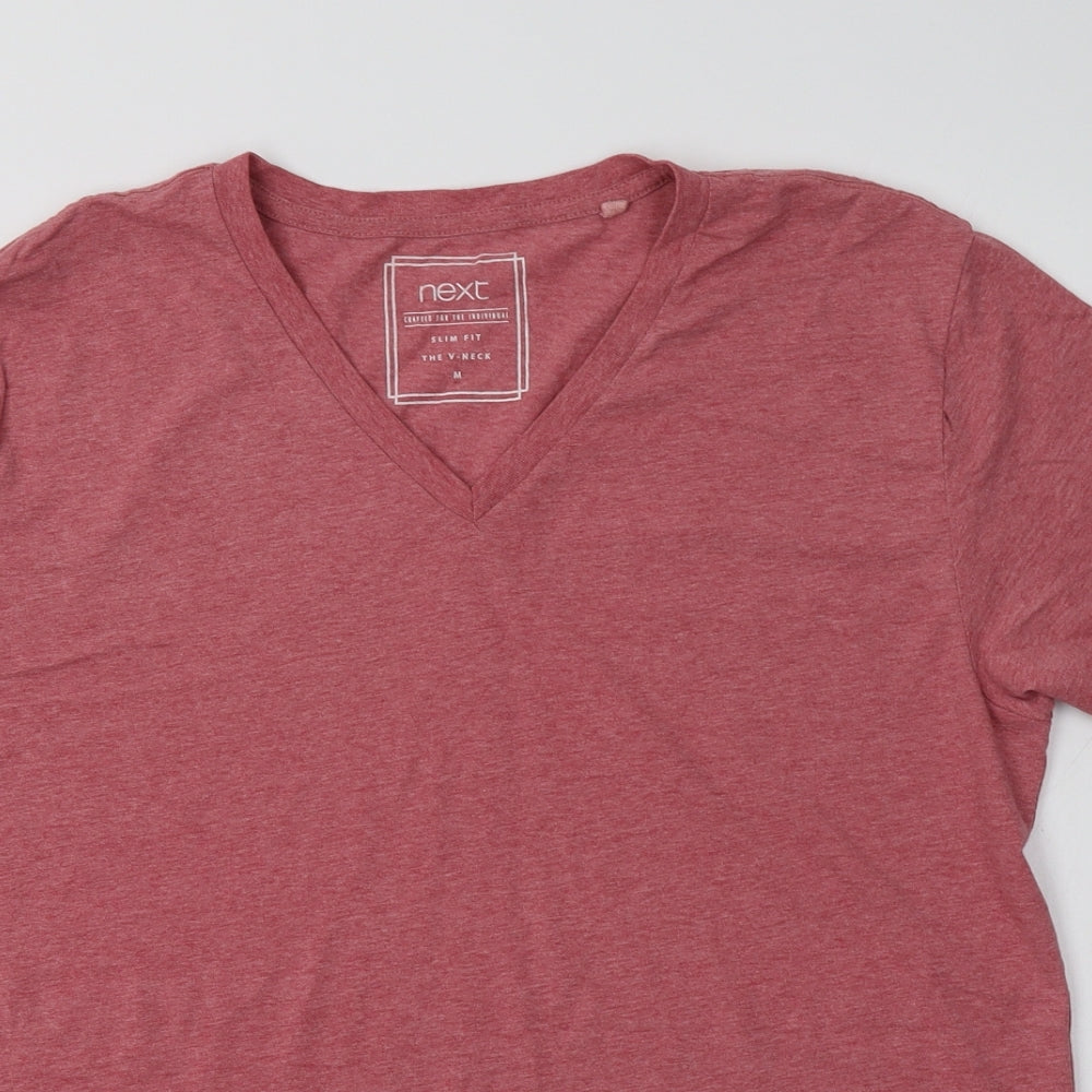 NEXT Mens Pink  Cotton  T-Shirt Size M V-Neck
