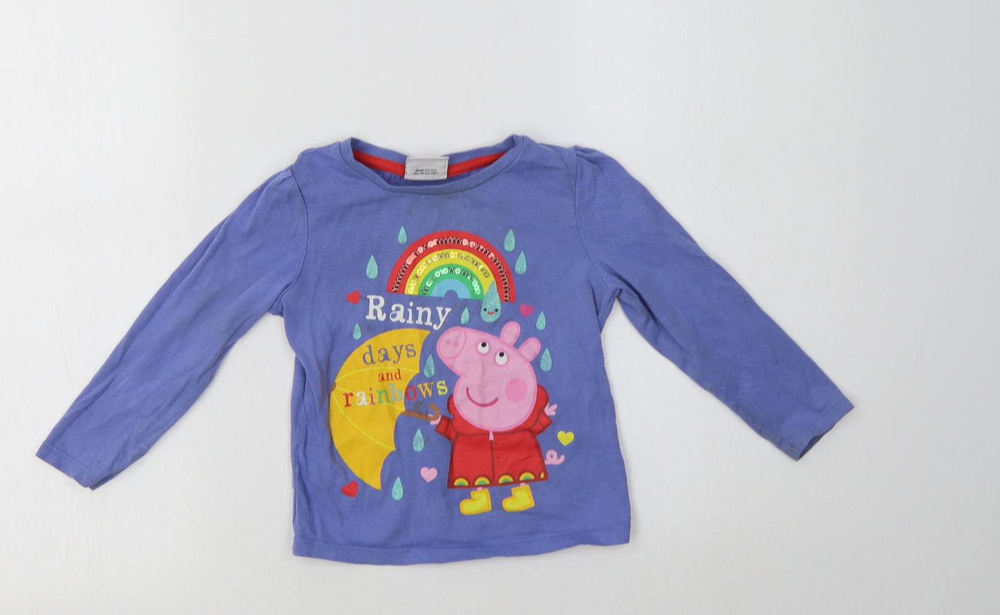 TU Girls Purple  Cotton Basic T-Shirt Size 2-3 Years Crew Neck  - Peppa Pig