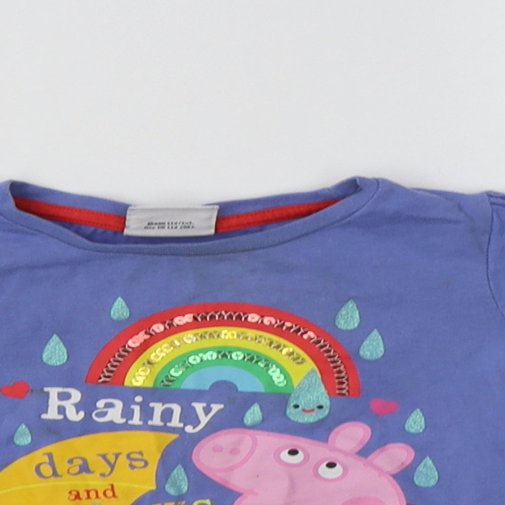 TU Girls Purple  Cotton Basic T-Shirt Size 2-3 Years Crew Neck  - Peppa Pig