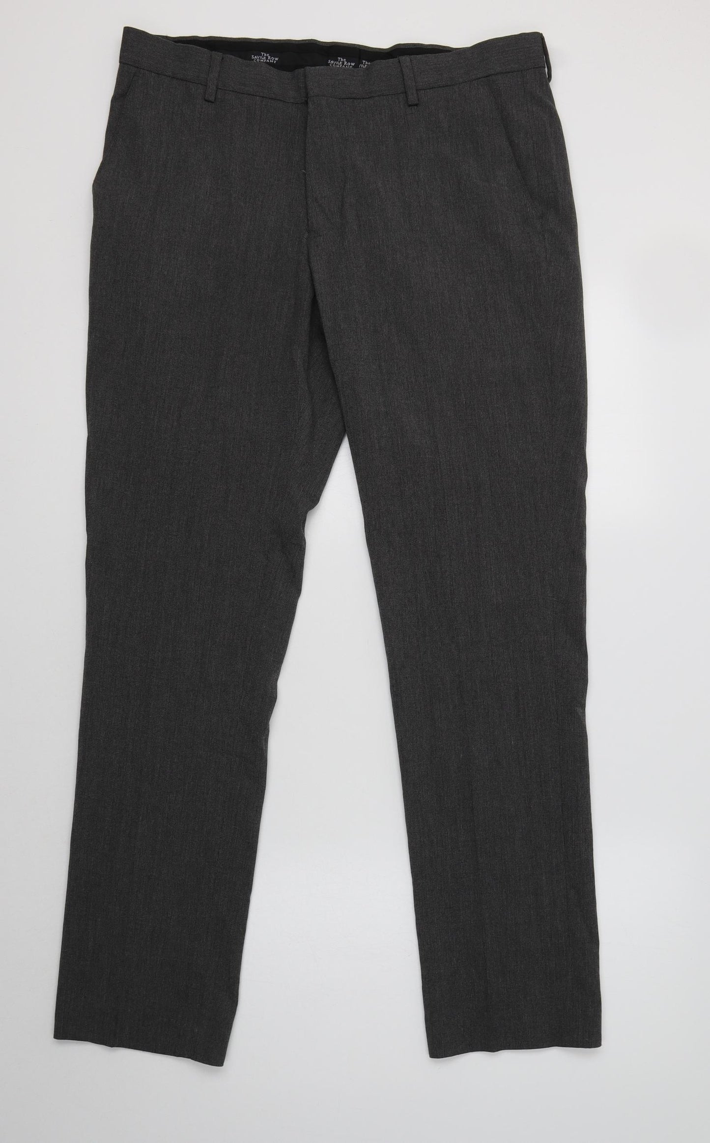 The Savile Row Mens Grey  Polyester Dress Pants Trousers Size 34 L31 in Regular