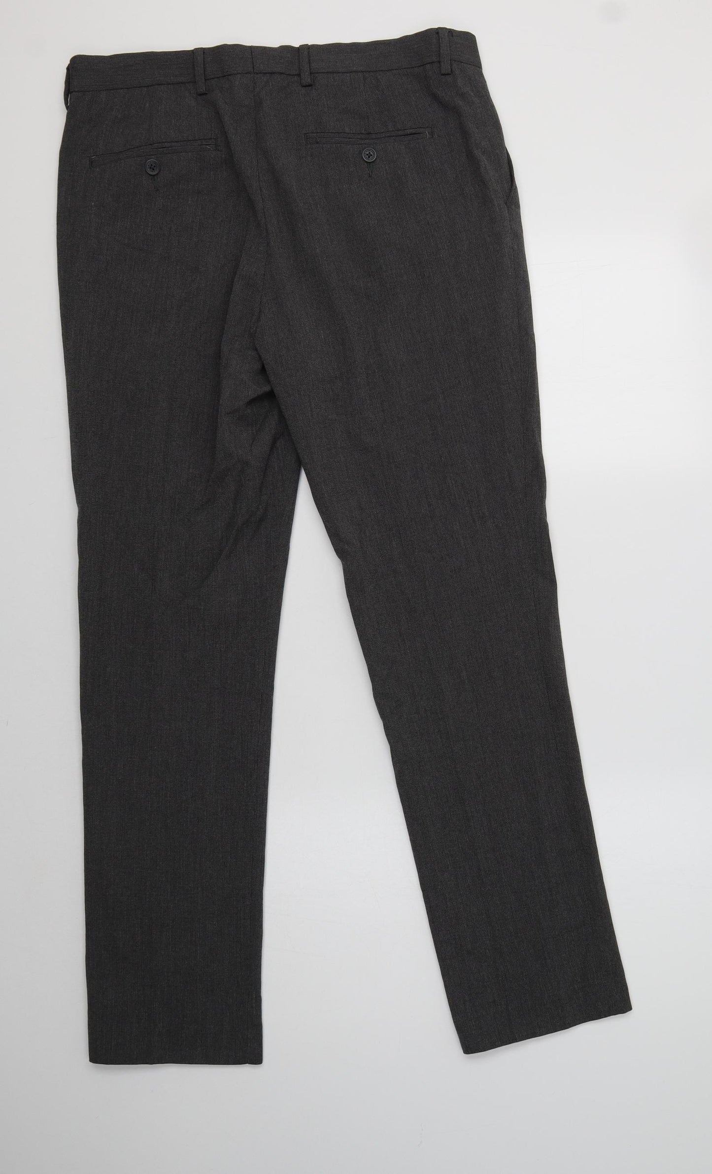 The Savile Row Mens Grey  Polyester Dress Pants Trousers Size 34 L31 in Regular