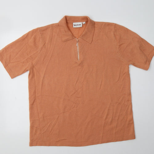 Kaleidscope Womens Orange Collared  Acrylic Pullover Jumper Size 20