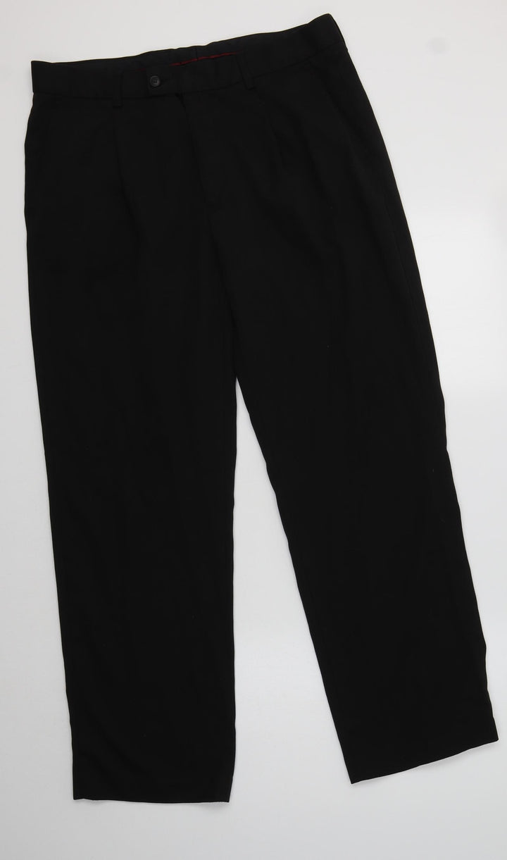 Debenhams Mens Black  Polyester Dress Pants Trousers Size 36 L31 in Regular