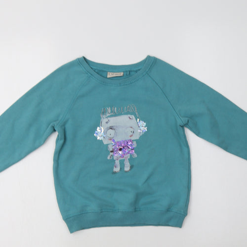 Nrxt Girls Green  Cotton Pullover Sweatshirt Size 6 Years