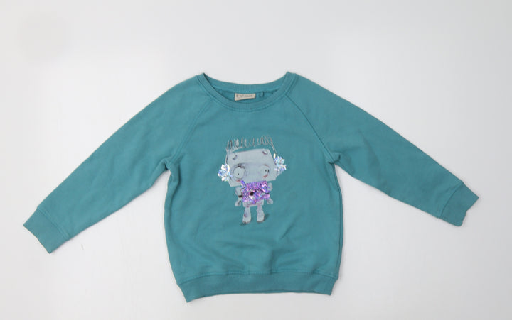 Nrxt Girls Green Cotton Pullover Sweatshirt Size 6 Years