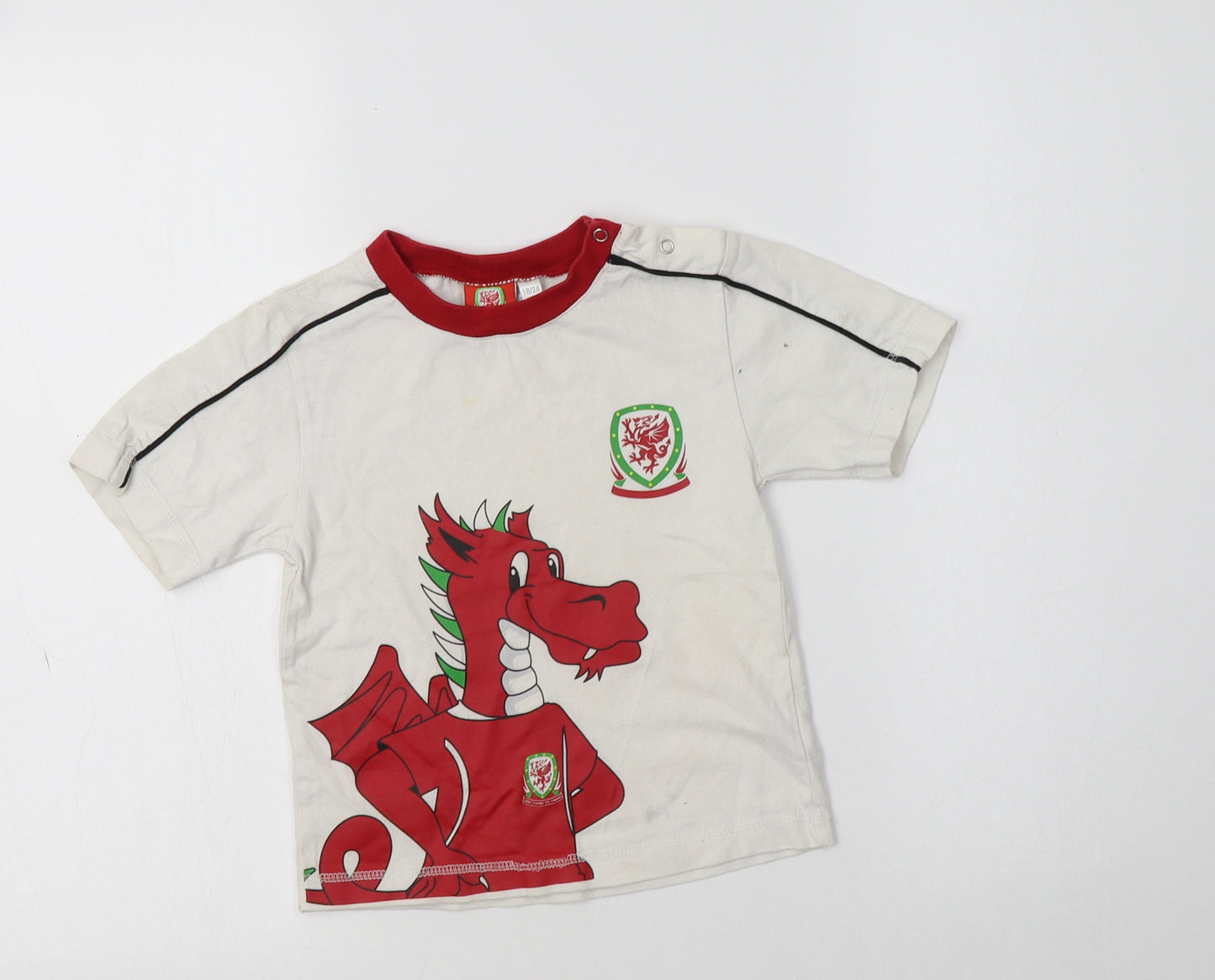 Preworn Baby White  Cotton Basic T-Shirt Size 18-24 Months Crew Neck  - Wales