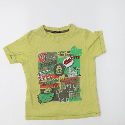 Geoege Boys Yellow  Cotton Basic Polo Size 4-5 Years Crew Neck  - Jungle Club