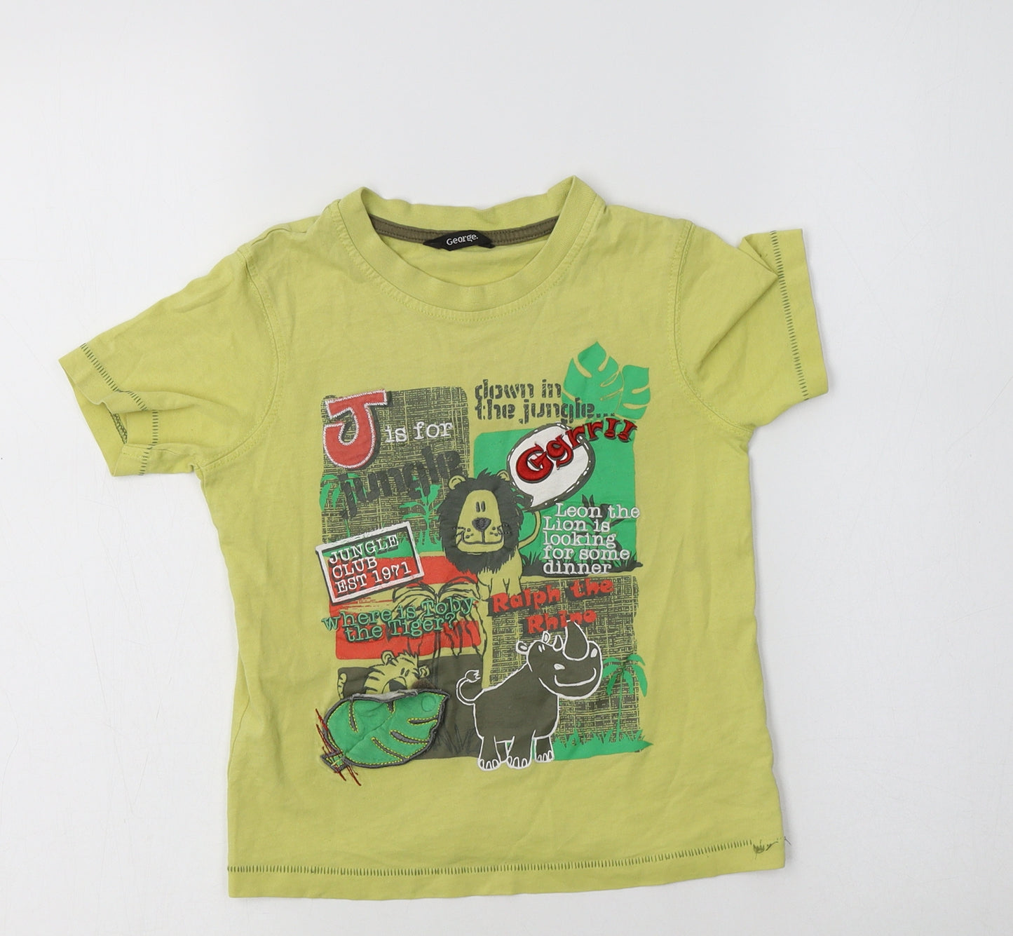 Geoege Boys Yellow  Cotton Basic Polo Size 4-5 Years Crew Neck  - Jungle Club