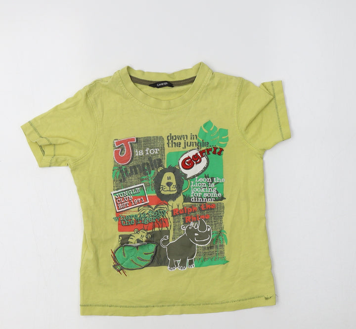 Geoege Boys Yellow  Cotton Basic Polo Size 4-5 Years Crew Neck  - Jungle Club