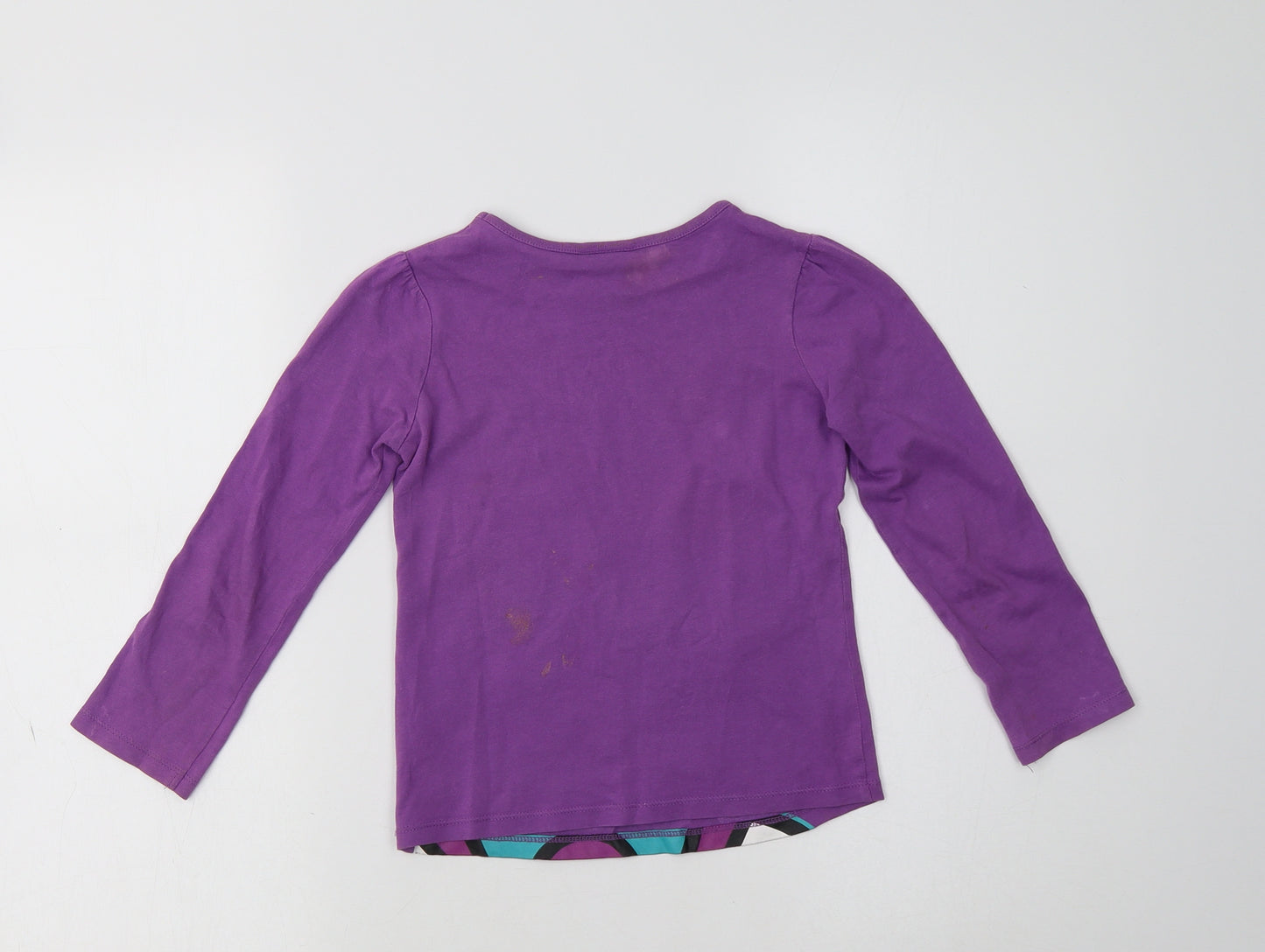 George Girls Purple  Cotton Basic T-Shirt Size 5-6 Years Crew Neck  - Hello Kitty