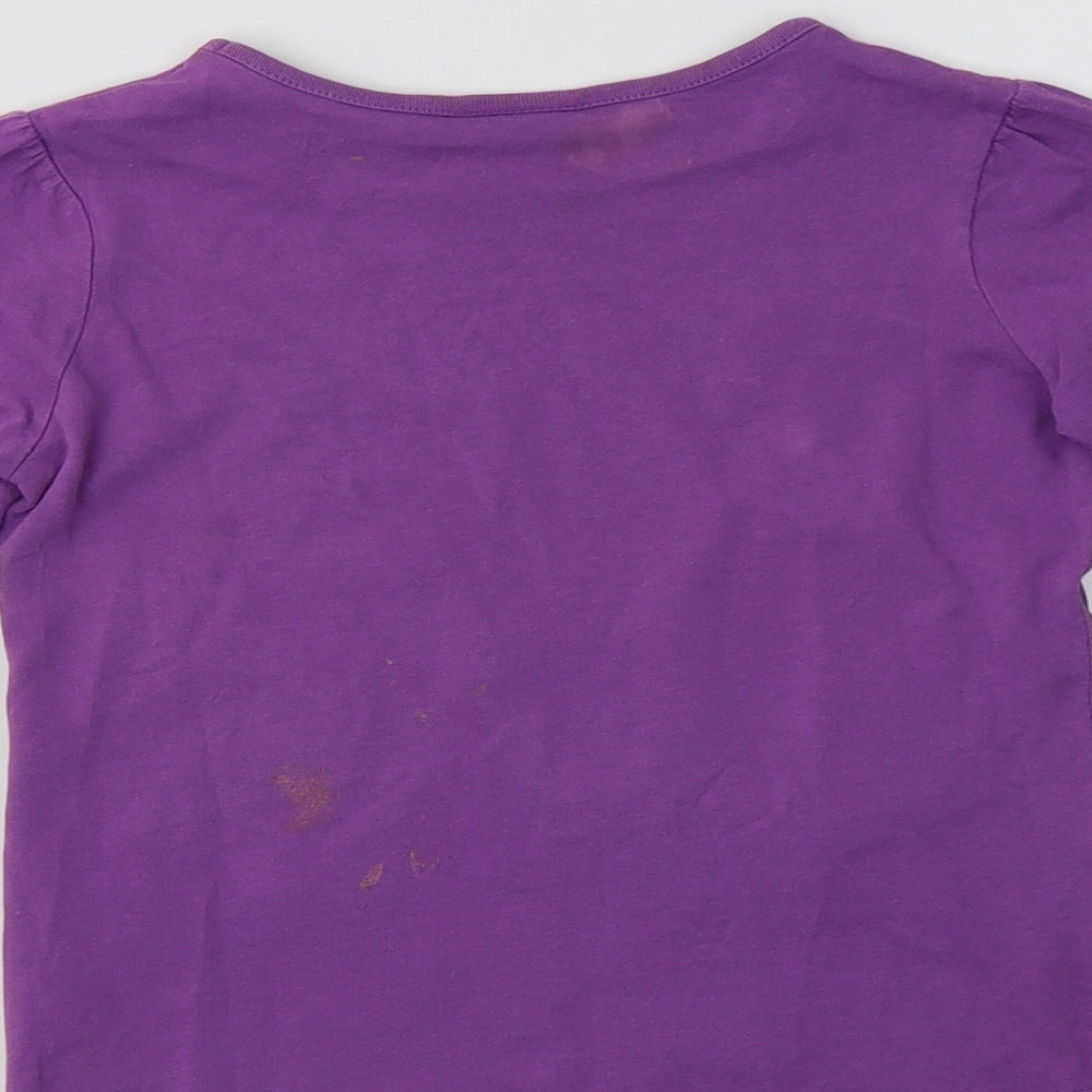 George Girls Purple  Cotton Basic T-Shirt Size 5-6 Years Crew Neck  - Hello Kitty