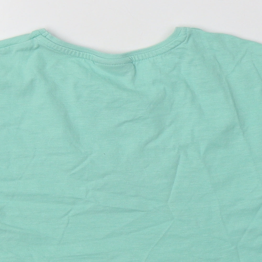 Matalan Girls Green  Cotton Cropped T-Shirt Size 7 Years Crew Neck  - Dog