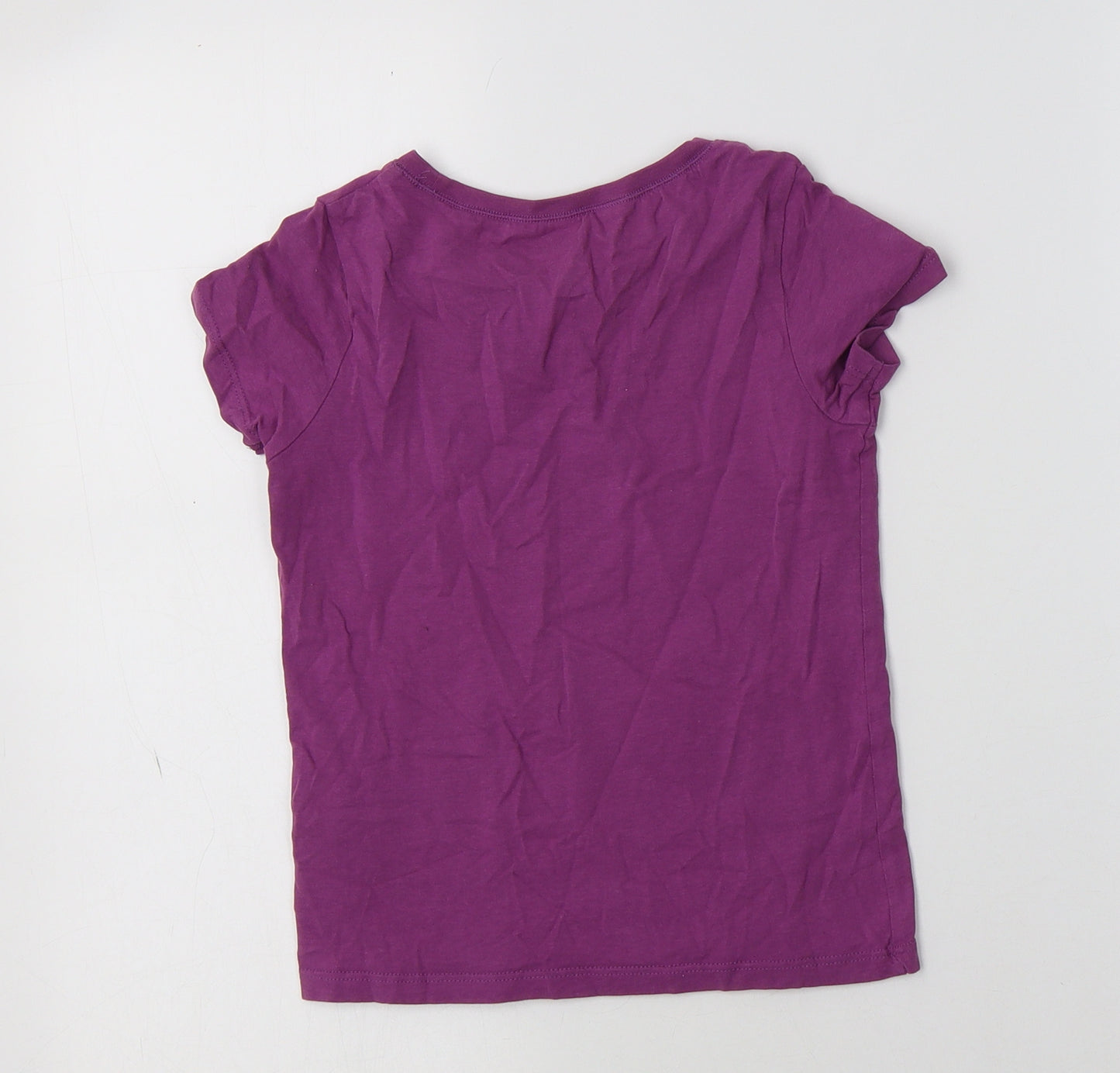 NEXT Girls Purple  Cotton Basic T-Shirt Size 6 Years Crew Neck