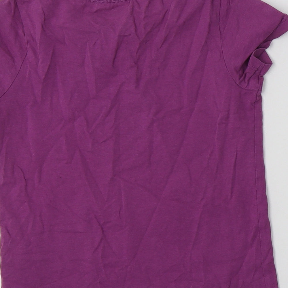 NEXT Girls Purple  Cotton Basic T-Shirt Size 6 Years Crew Neck