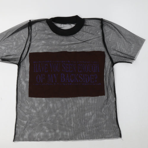 Preworn Womens Black  Polyester Basic T-Shirt Size S Crew Neck
