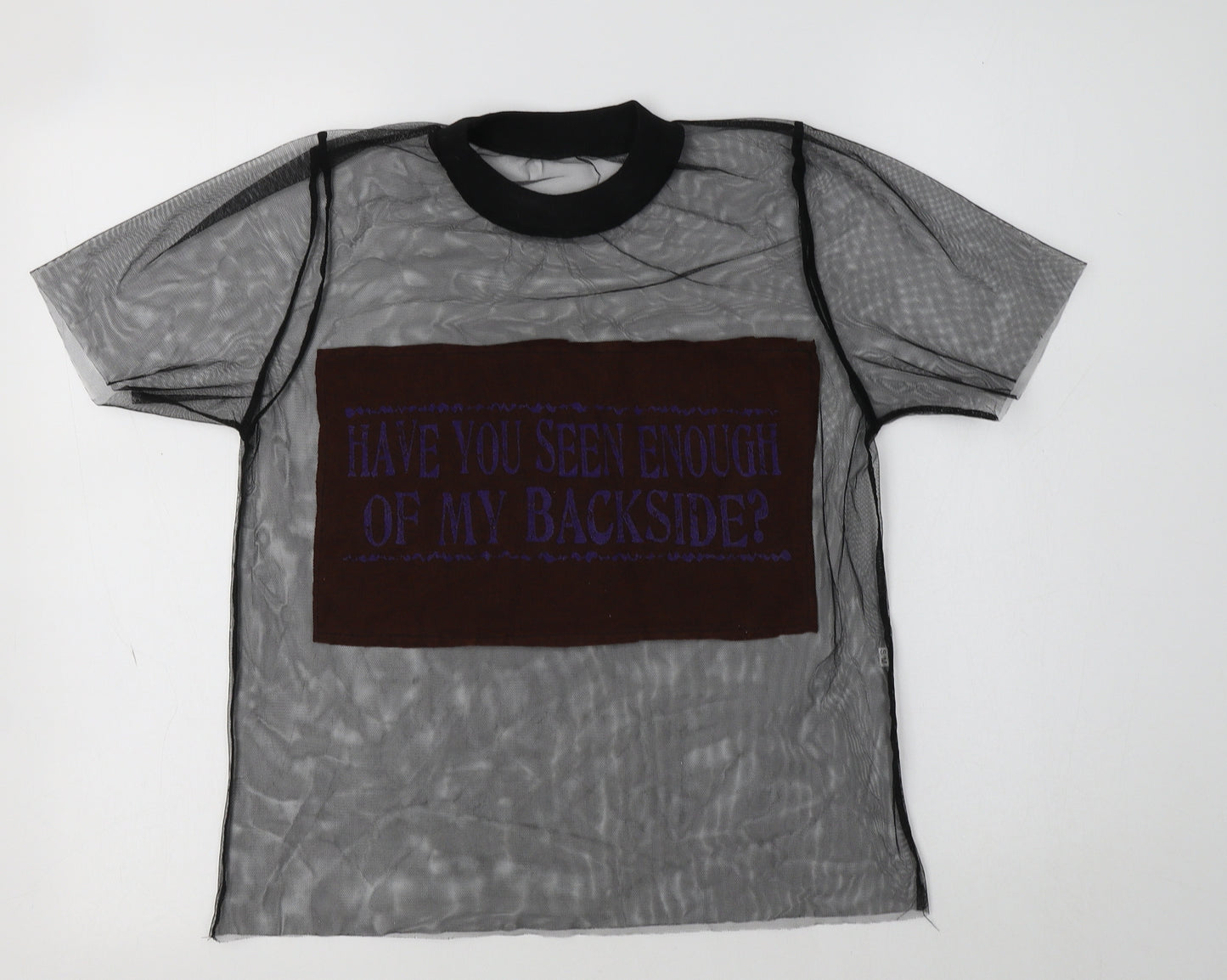 Preworn Womens Black  Polyester Basic T-Shirt Size S Crew Neck