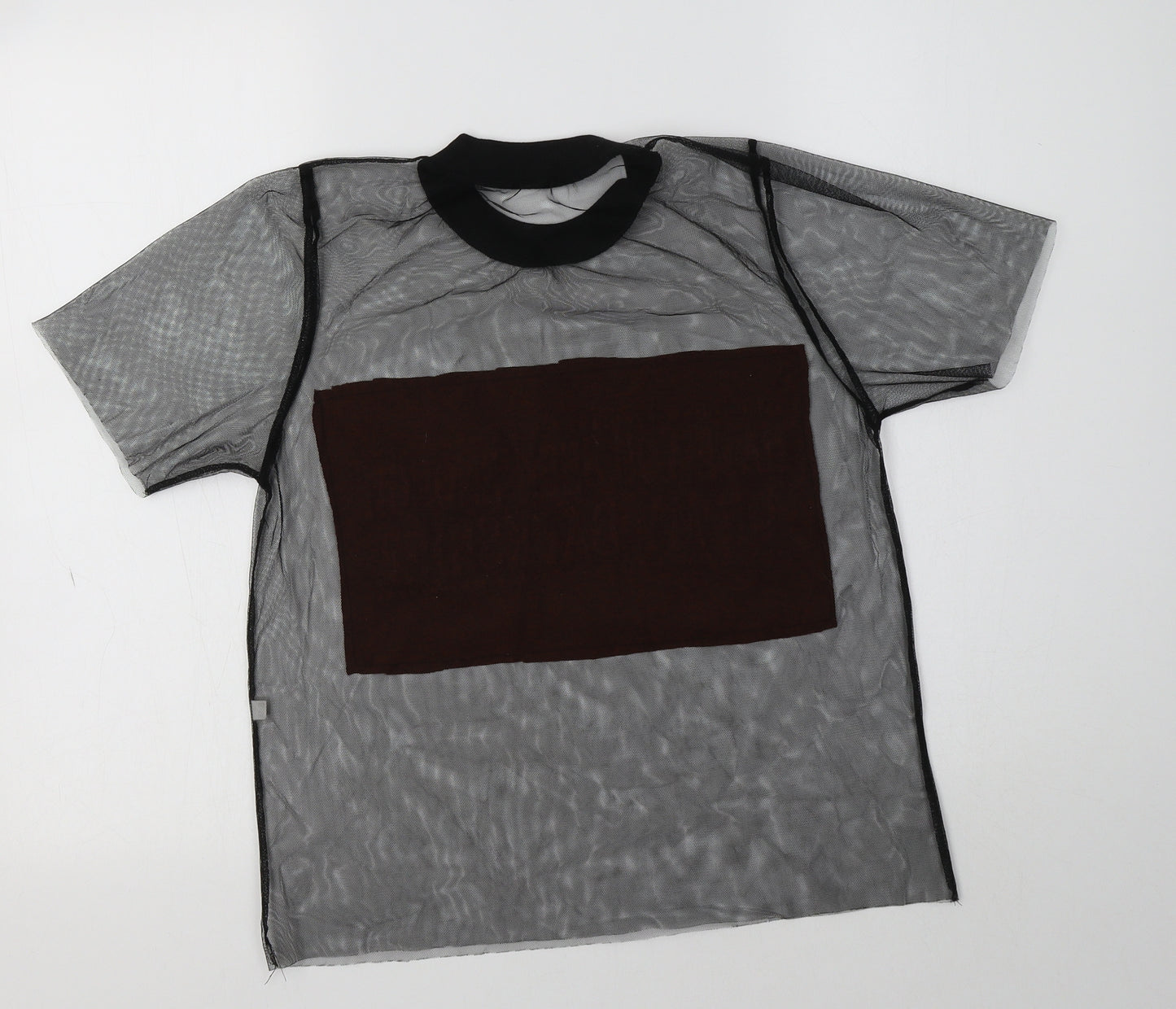 Preworn Womens Black  Polyester Basic T-Shirt Size S Crew Neck