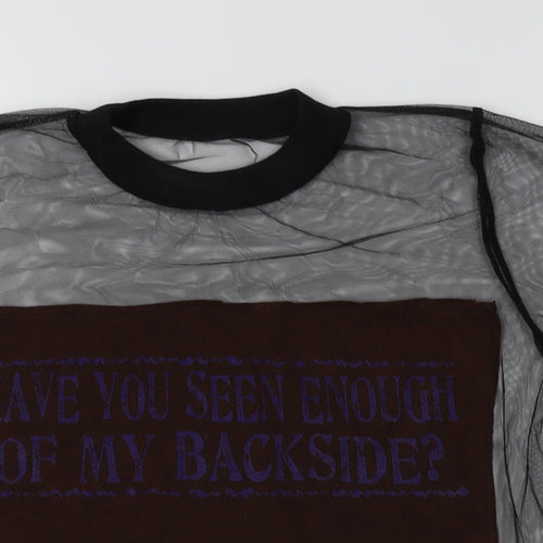Preworn Womens Black  Polyester Basic T-Shirt Size S Crew Neck