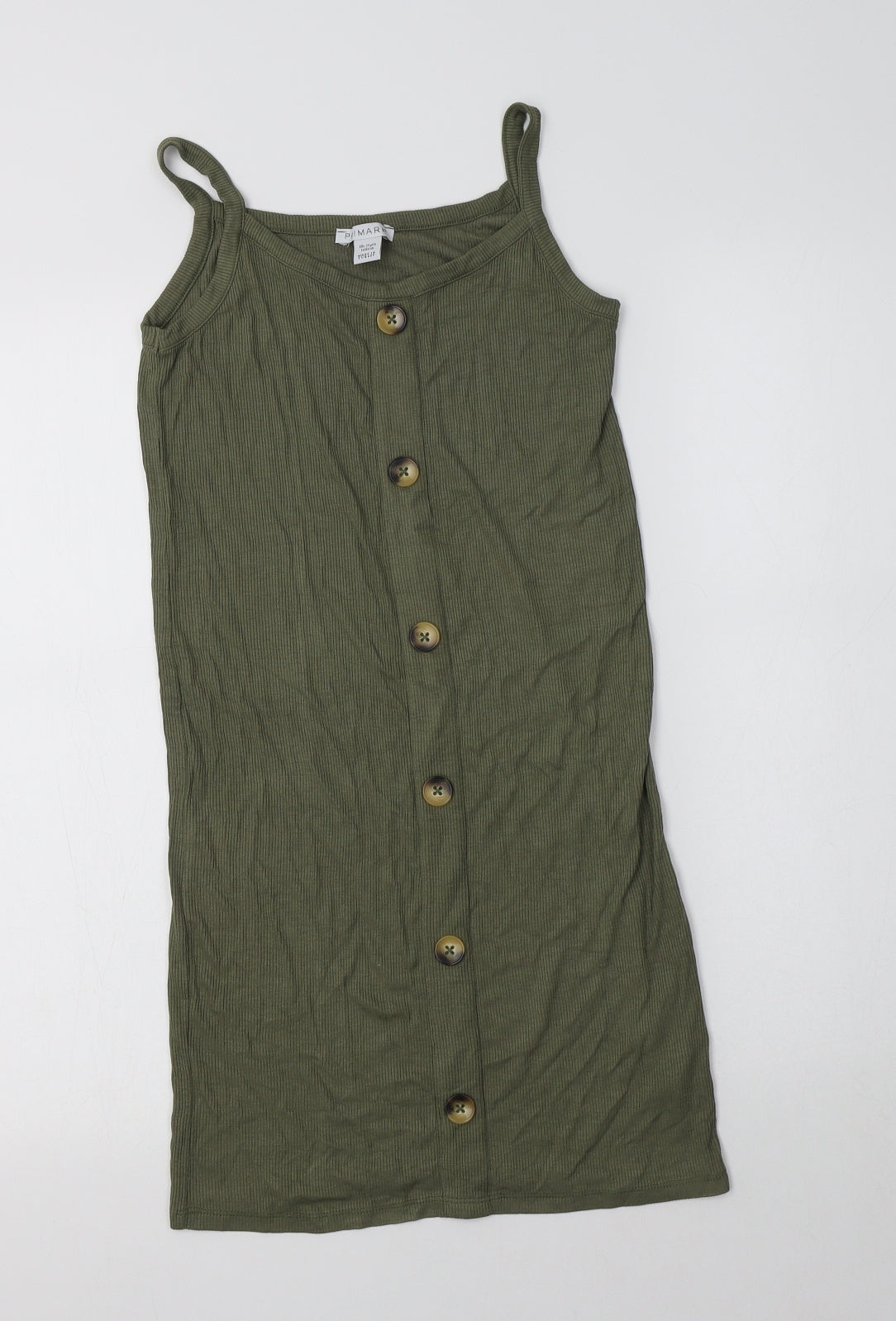 Primark Girls Green  Viscose Tank Dress  Size 10-11 Years  Round Neck