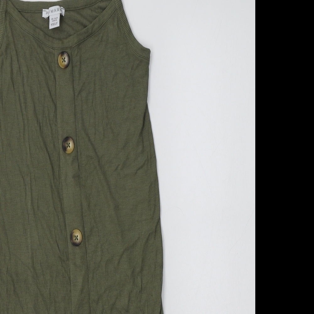 Primark Girls Green  Viscose Tank Dress  Size 10-11 Years  Round Neck