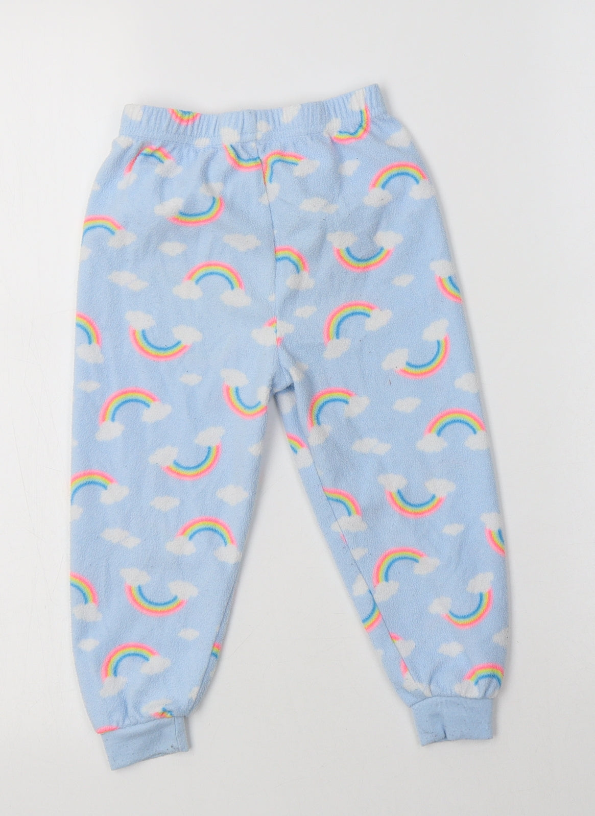 Primaek Girls Blue Geometric Polyester  Pyjama Pants Size 2-3 Years   - Rainbow Print