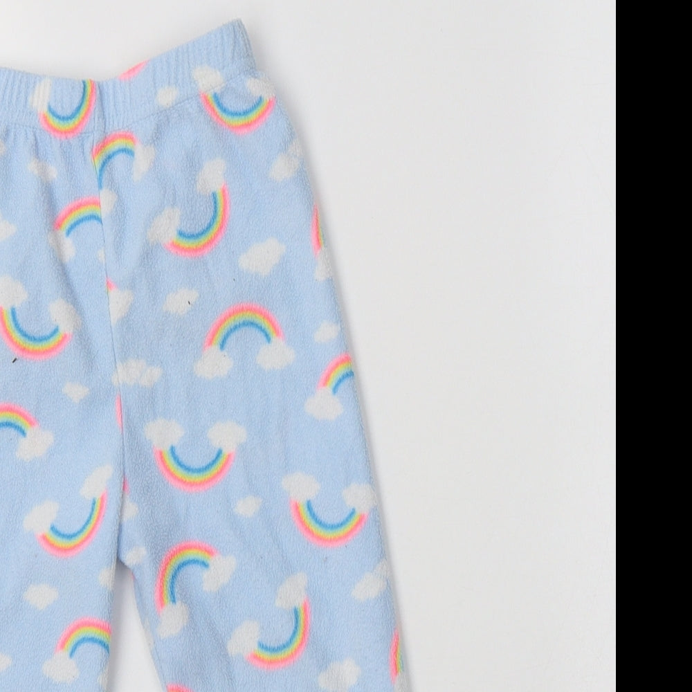 Primaek Girls Blue Geometric Polyester  Pyjama Pants Size 2-3 Years   - Rainbow Print